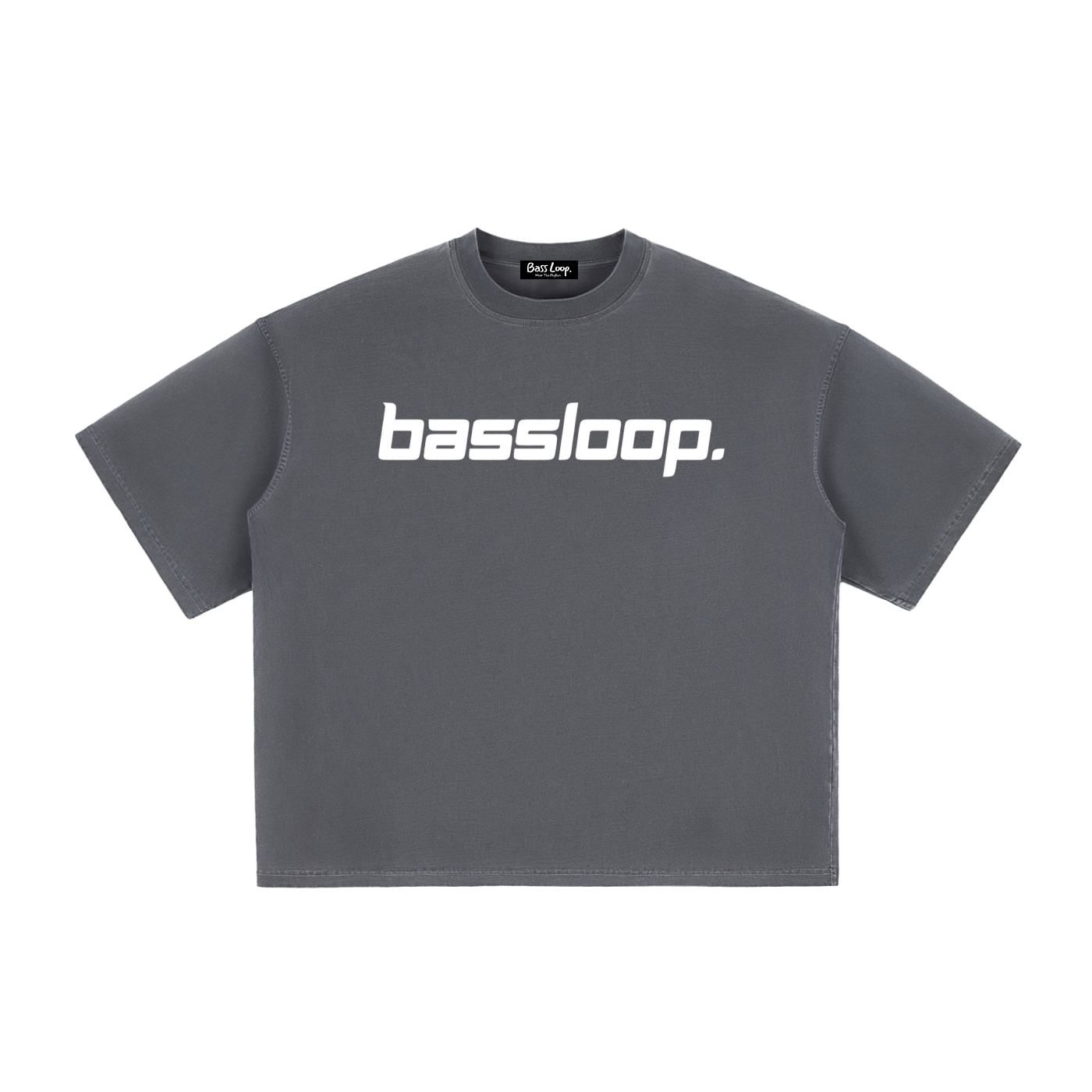 Bassloop. Speedy Logo Boxy Tee. (White Text)