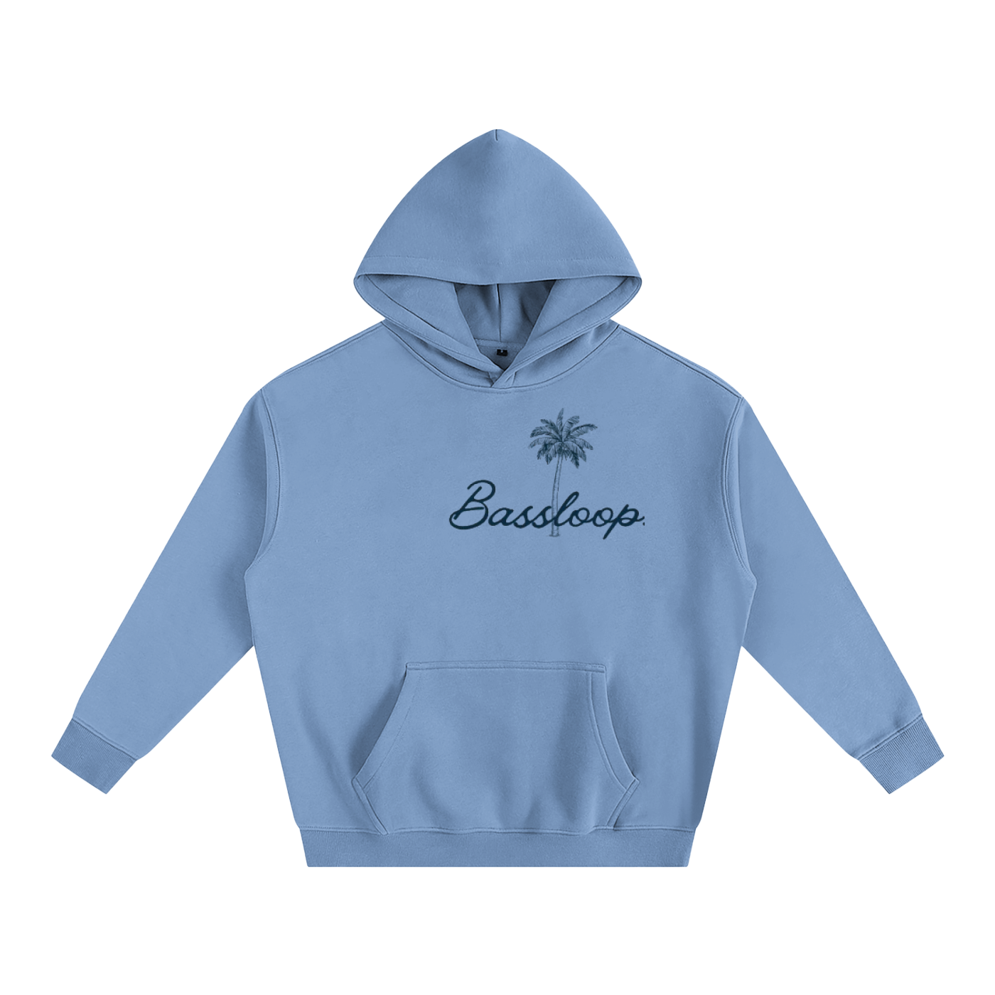 Bassloop. Palm Heavy Hoodie (Navy Logo)