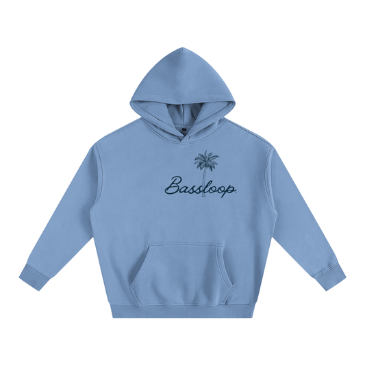 Bassloop. Palm Heavy Hoodie (Navy Logo)