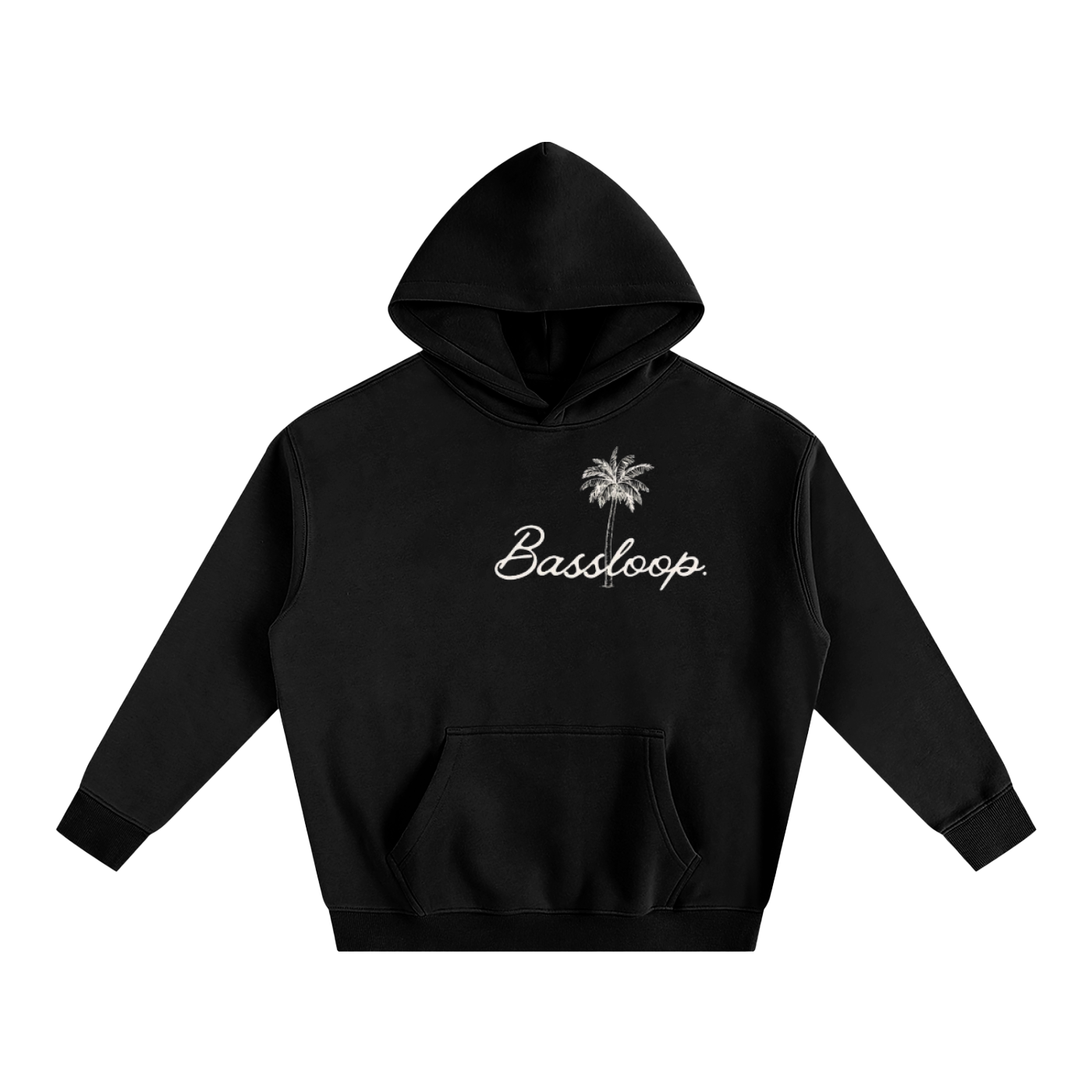 Bassloop. Palm Heavy Hoodie (White Logo)